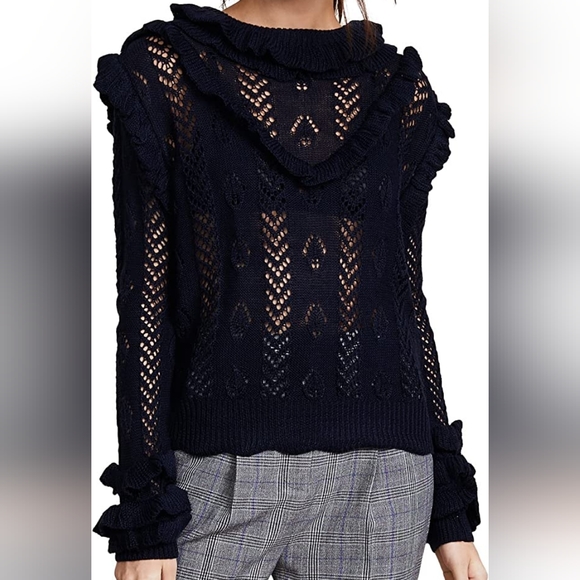 Glamorous Navy Blue Ruffle Sweater Long Sleeve Pullover Women’s Size 8 NWT - Picture 2 of 12